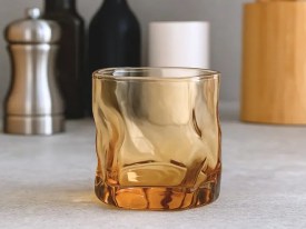 Vaso vidrio irregular dorado 